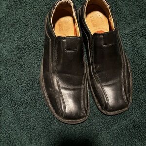 Clarks Black Leather Slip-On Loafers